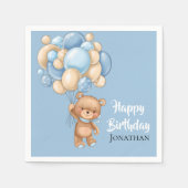 テディボーイハッピーバースデー – 青 スタンダードカクテルナプキン (正面)