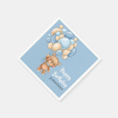 テディボーイハッピーバースデー – 青 スタンダードカクテルナプキン (角)