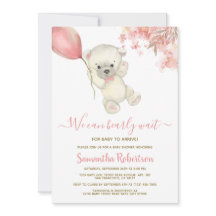 テディポーラベアーピンクバルーンガールベビーシャワー