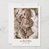 テディミニマルベア – リー第1誕生日招待状 招待状 (裏面)