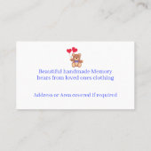 テディメモリーベア 名刺 (裏面)