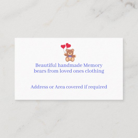 テディメモリーベア 名刺 (裏面)