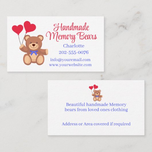テディメモリーベア 名刺 (正面/裏面)