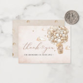 テディモダンベアのバルーンウォーター色ベビーシャワー ノートカード (正面/裏面インサイチュ)