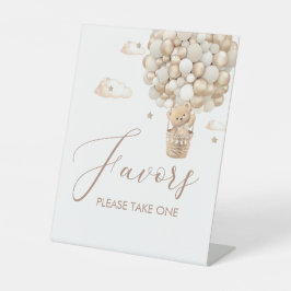 テディモダンベアの水の色ベビーシャワーの好意 台座サイン