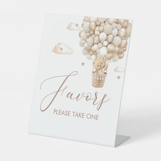 テディモダンベアの水の色ベビーシャワーの好意 台座サイン (正面)
