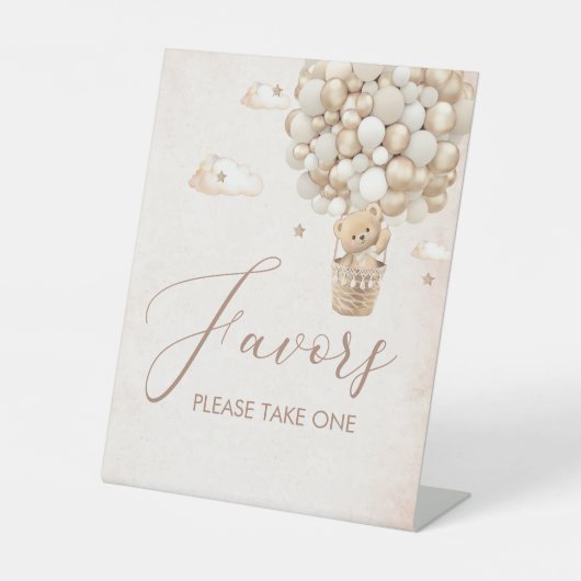 テディモダンベアの水の色ベビーシャワーの好意 台座サイン (正面)