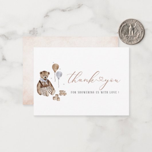 テディモダンベアテディ子供部屋ヴィンテージ水彩 ノートカード (正面/裏面インサイチュ)