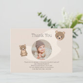 テディモダンベアベビー写真ありがとう サンキューカード (スタンド正面)