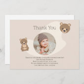 テディモダンベアベビー写真ありがとう サンキューカード (正面/裏面)