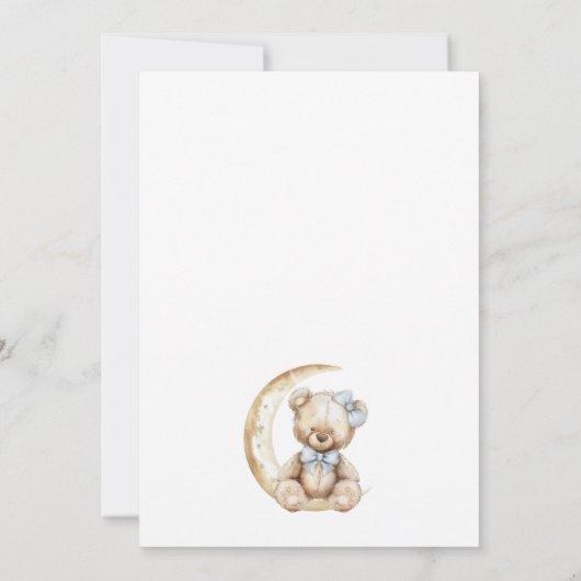 テディモダンベアームーンスターブルーベビーシャワー 招待状 (裏面)