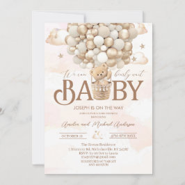 テディモダンベア水彩ベビーシャワー 招待状