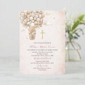 テディモダンベア水彩洗礼 招待状 (スタンド正面)