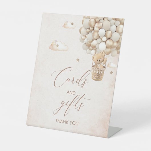 テディモダンベア水彩画ベビーshoペデスタルサイン 台座サイン (正面)