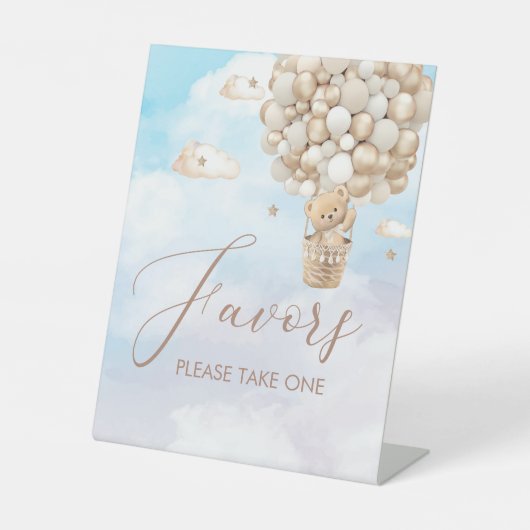 テディモダンベア水彩画ベビーshoペデスタルサイン 台座サイン (正面)