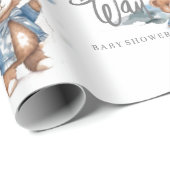 テディモダンベア男の赤ちゃんシャワー ラッピングペーパー (ロールコーナー)