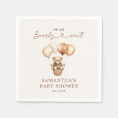 テディモダンベア男女兼用ベビーシャワー スタンダードカクテルナプキン (正面)