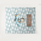 テディユニークベアパイロットベビーシャワー装飾 タペストリー (正面(横))