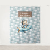 テディユニークベアパイロットベビーシャワー装飾 タペストリー (正面)