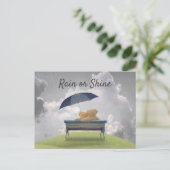 テディラブ。雨の中でテディベアは恋を抱き締める ポストカード (スタンド正面)