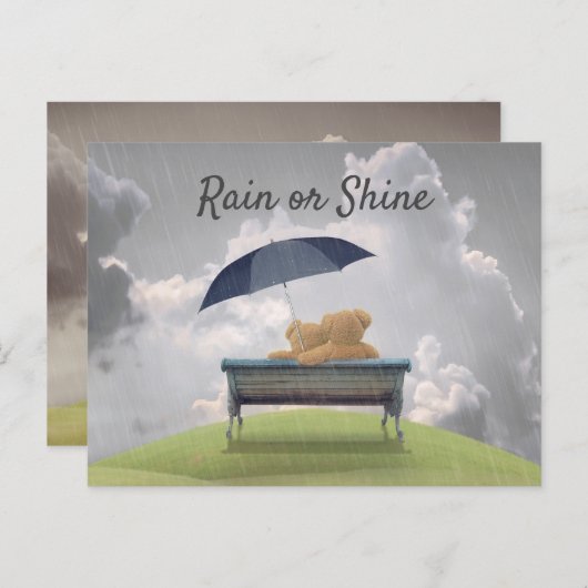 テディラブ。雨の中でテディベアは恋を抱き締める ポストカード (正面/裏面)