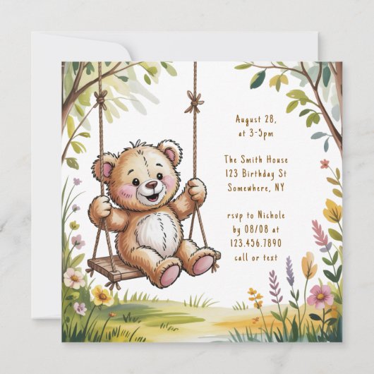 テディーズファースト誕生日スイングパーティー 招待状 (裏面)