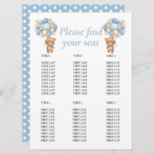 テディーバルーン ブルーボーイ 誕生日 招待状 (正面/裏面)