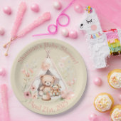 テディーベアとバニーのテペテントのベビーシャワー ペーパープレート (パーティー)