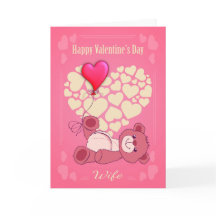 テディー・ベアおよびハートとの妻のバレンタインデー