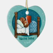 テディー・ベアおよびバニーの就寝時間物語の時間 セラミックオーナメント (右)