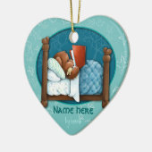 テディー・ベアおよびバニーの就寝時間物語の時間 セラミックオーナメント (左)