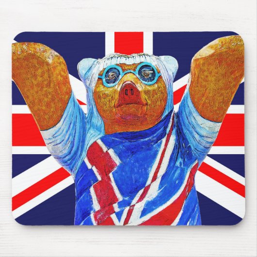 テディー・ベアおよび英国国旗(イギリス)の旗 マウスパッド (正面)