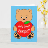 テディー・ベアおよびAppleとの主な退職 カード (黄色い花)