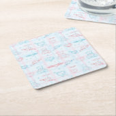 テディー・ベアが付いているベビーパターン スクエアペーパーコースター (アングル)