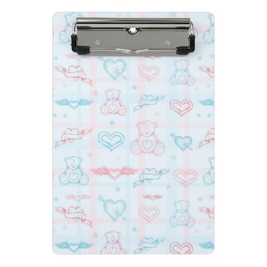 テディー・ベアが付いているベビーパターン ミニクリップボード (正面)