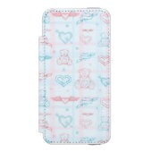 テディー・ベアが付いているベビーパターン INCIPIO iPhoneウォレットケース (フォリオ 正面)