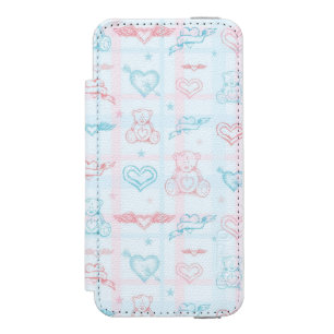 テディー・ベアが付いているベビーパターン iPhone SE/5/5sウォレットケース