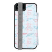 テディー・ベアが付いているベビーパターン INCIPIO iPhoneウォレットケース (フォリオ裏面)