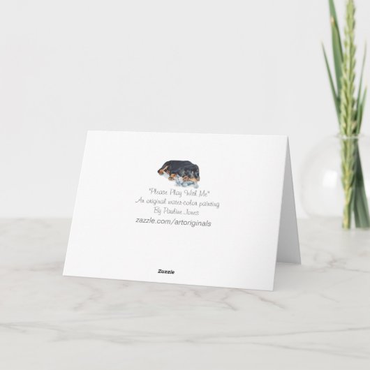 テディー・ベアとのかわいい子犬のロットワイラー カード (裏面)