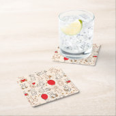 テディー・ベアとの質 スクエアペーパーコースター (インサイチュ)