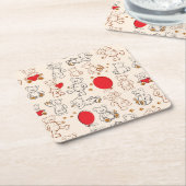 テディー・ベアとの質 スクエアペーパーコースター (アングル)