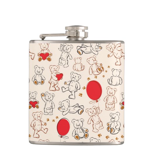 テディー・ベアとの質 フラスク (正面)