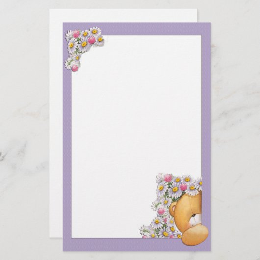 テディー・ベアによっては文房具が開花します 便箋 (正面/裏面)