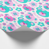 テディー・ベアによっては第2誕生日の一流のギフトの紙が開花します ラッピングペーパー (角)