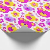 テディー・ベアによっては第8誕生日の一流のギフトの紙が開花します ラッピングペーパー (角)