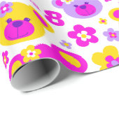 テディー・ベアによっては第8誕生日の一流のギフトの紙が開花します ラッピングペーパー (ロールコーナー)