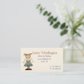 テディー・ベアのお母さんカードを持つ角度の女の子 コーリングカード (スタンド正面)