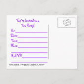 テディー・ベアのお茶会の郵便はがきの招待状 インビテーションポストカード (裏面)