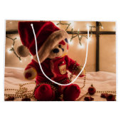 テディー・ベアのクリスマスのギフトバッグ ラージペーパーバッグ (裏面)