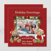 テディー・ベアのクリスマスの写真カード シーズンカード (正面/裏面)